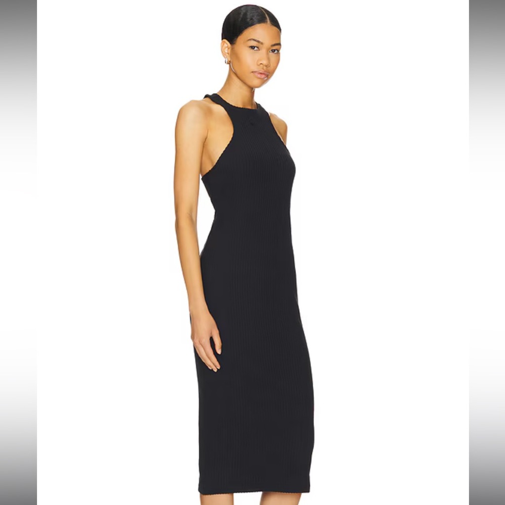 NIKE Chill Ribbed Midi Dress in Black size Medium NWT